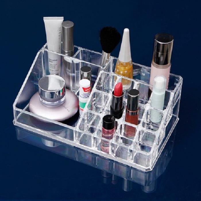 KHAY ĐỰNG MỸ PHẨM, KHAY ĐỰNG MỸ PHẨM CAO CẤP 16 Ô COSMETIC ORGANIZER - TRONG SUỐT