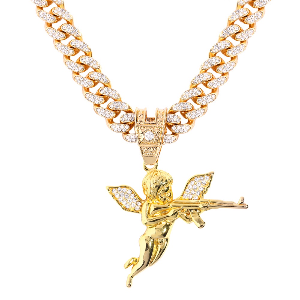 Dây Chuyền Mặt Hình Thiên Thần Đính Đá Độc Đáo Thời Trang Cho Nam Và Nữ