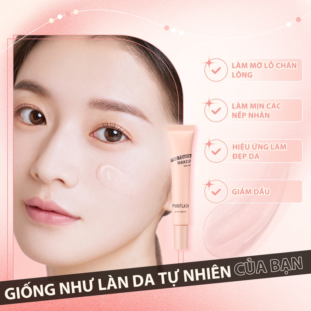 Kem lót trang điểm PINKFLASH PRO TOUCH thu nhỏ lỗ chân lông mờ mịn 40g