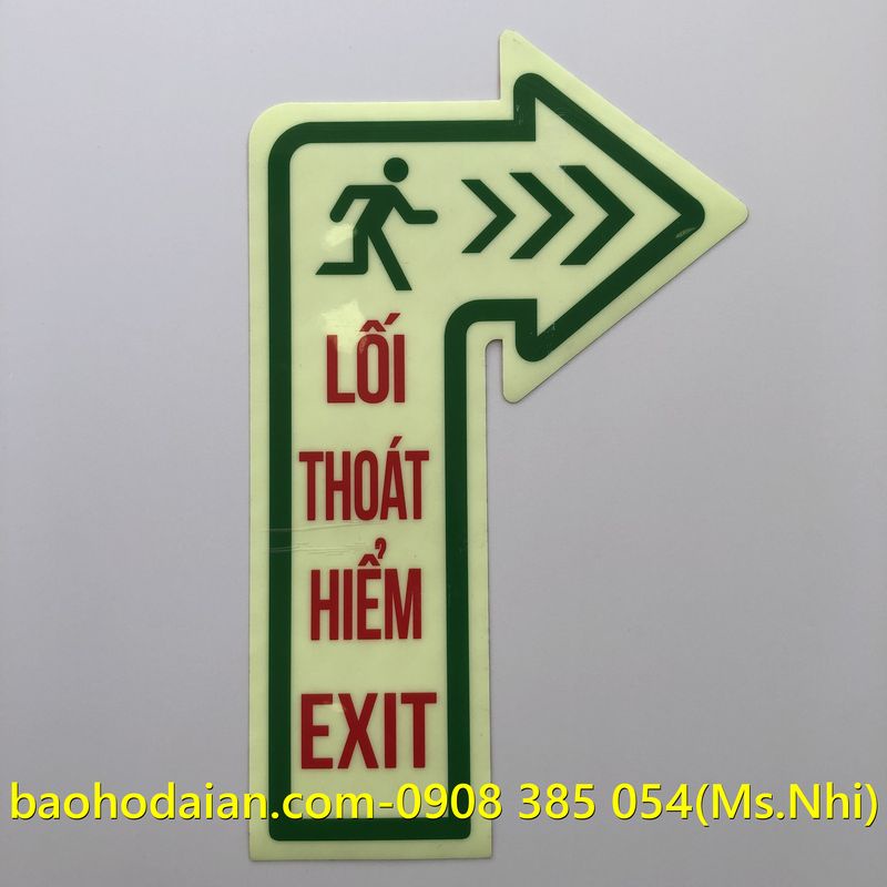 Biển dán chỉ dẫn lối thoát hiểm exit dạ quang