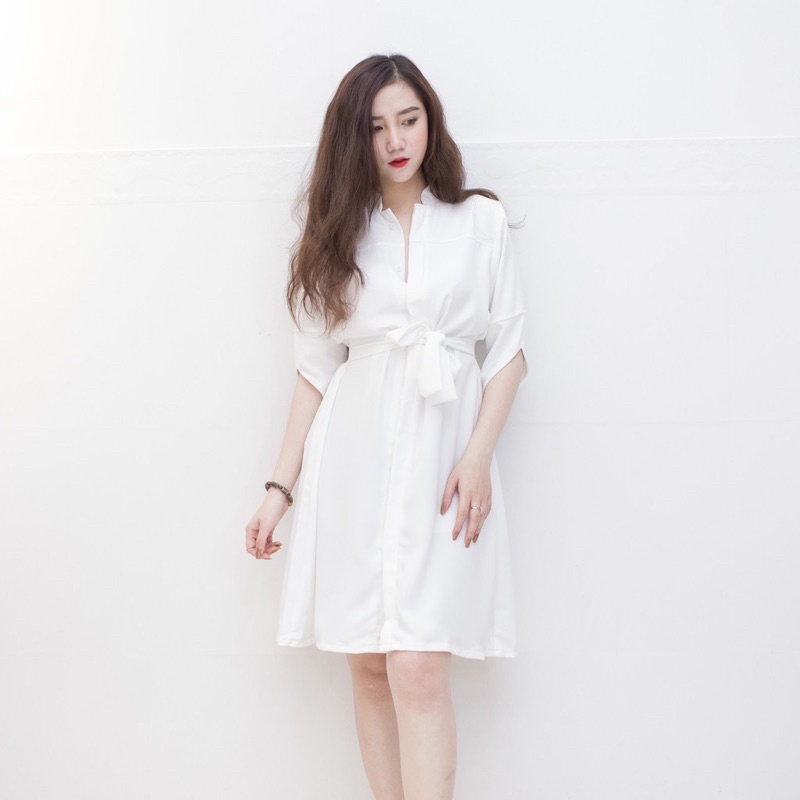 Váy sơmi bemine dáng suông thanh lý kèm đai thắt eo