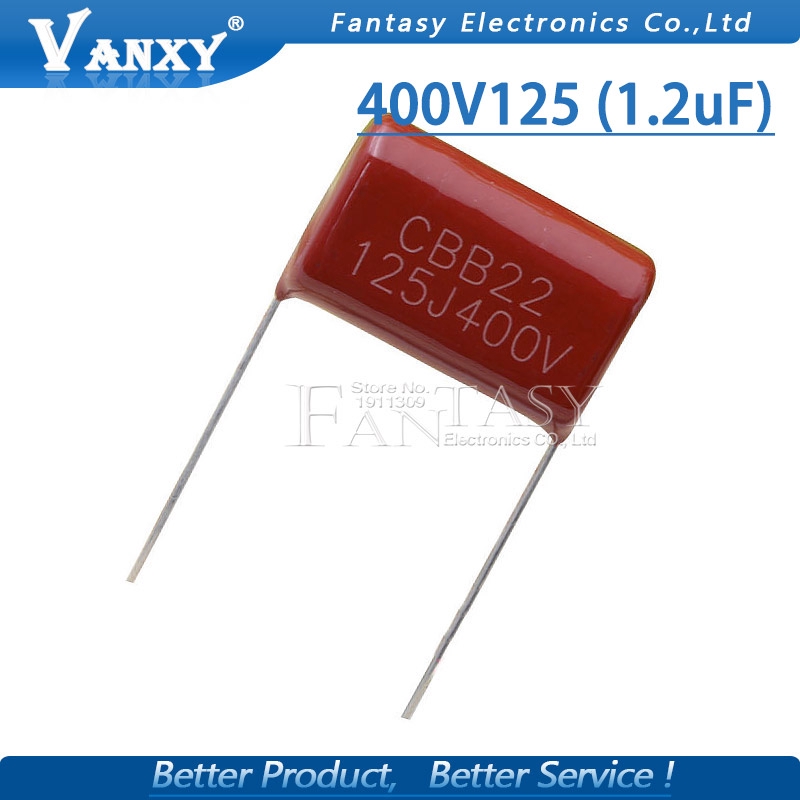 Set 10 Tụ Điện Polypropylene 400v125 1uf Pitch 20mm 400v 125 1.2uf Cbb 125j400v