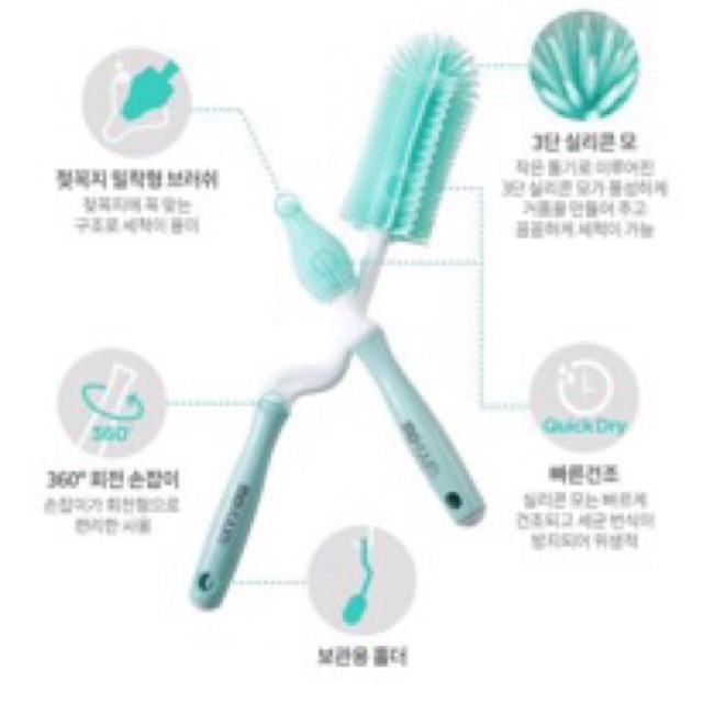 Set cọ rửa bình và cọ núm ti Silicon Moyuum Hàn Quốc