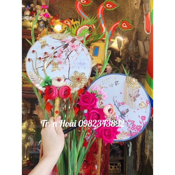 Phụ kiện hầu đồng - quạt cổ trang ,quạt hầu đồng, quạt hầu cô chín