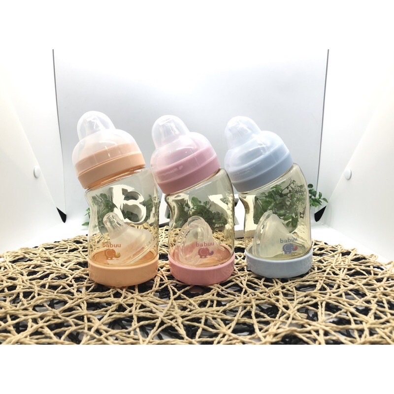 Bình sữa cong Babuu PPSU Nhật Bản 180ml/260ml tặng kèm núm