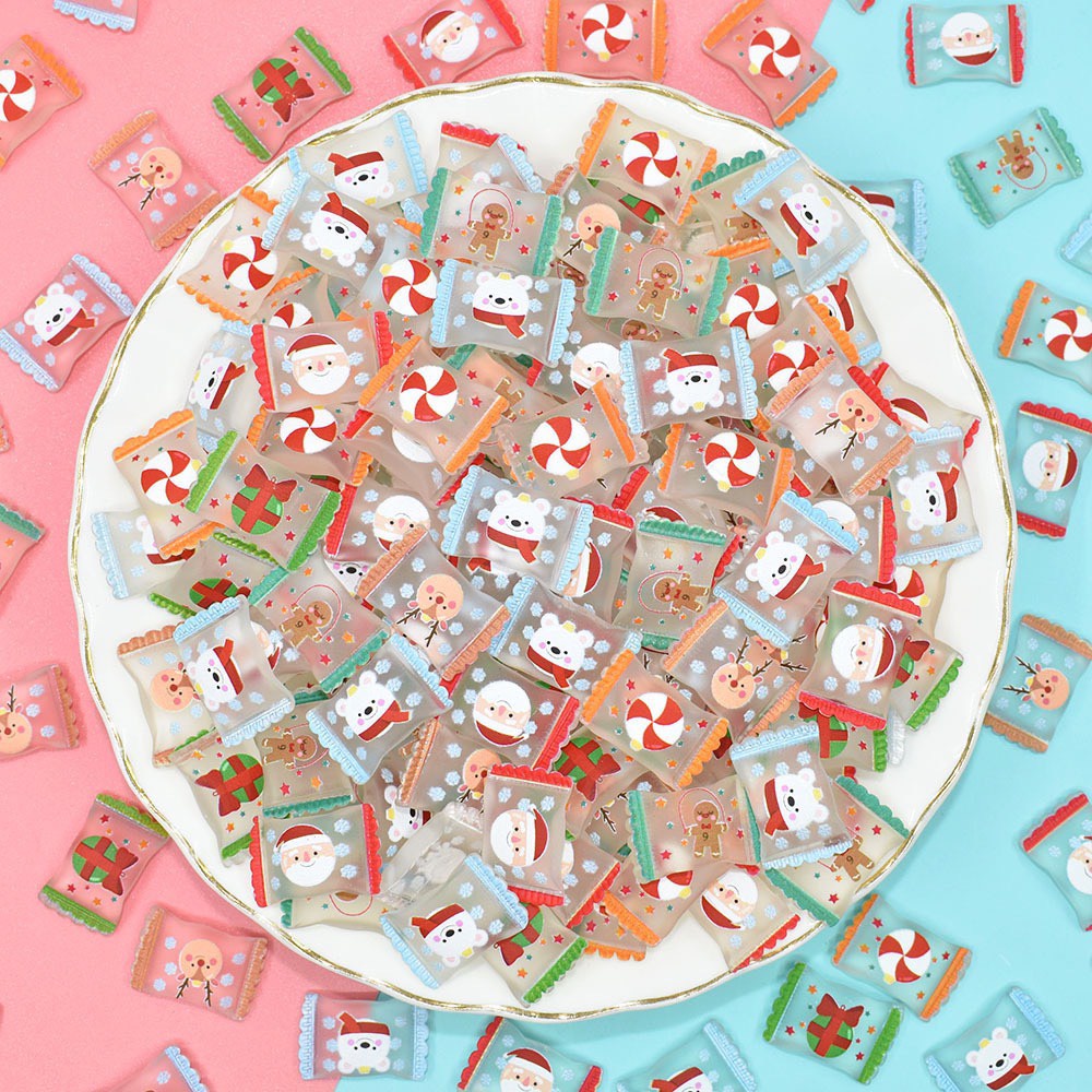 Charm (C456) slime/ Dụng Cụ Charm Trang Trí [Ko Keo &amp; Nút] Kẹo Noel Siêu Cute