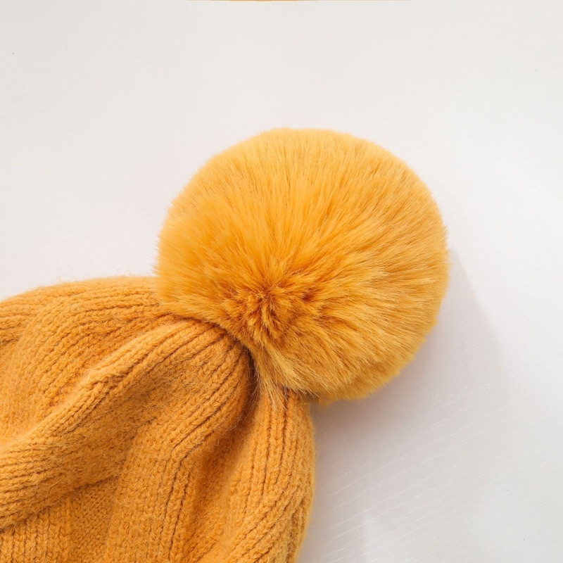 Mũ len nữ quả bông trùm đầu , phụ kiện thời trang nữ