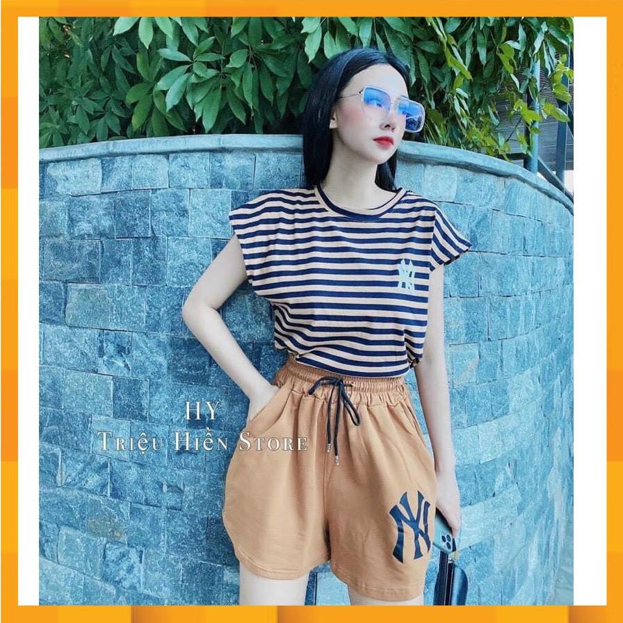 Set áo thun N.Y quần shorts cá tính 💖FREESHIP💖 Áo phông mix quần đùi nữ thời trang AD136 sunnystore