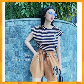 Set áo thun N.Y quần shorts cá tính 💖FREESHIP💖 Áo phông mix quần đùi nữ thời trang AD136 sunnystore