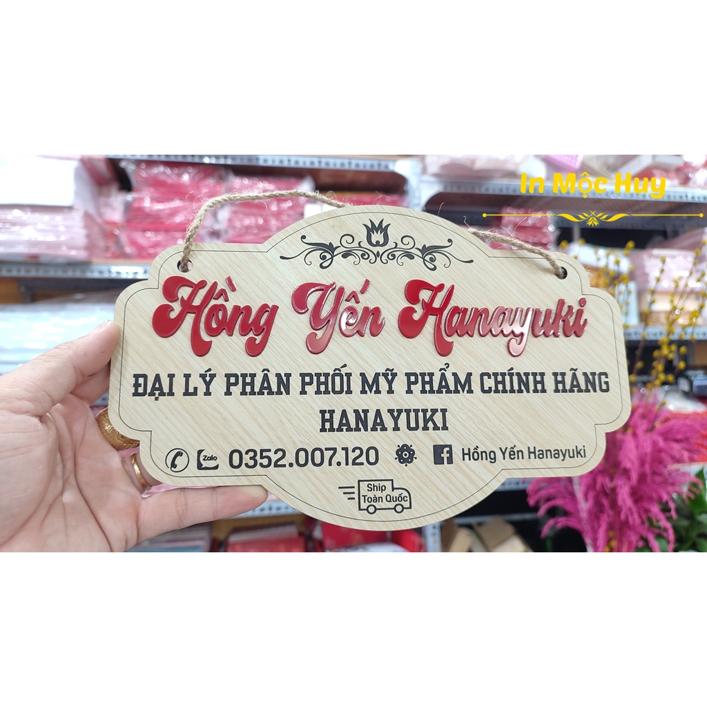 Bảng gỗ khắc tên shop, bảng gỗ chụp ảnh cho shop, bảng gỗ livestream bán hàng, bảng gỗ khắc thông tin