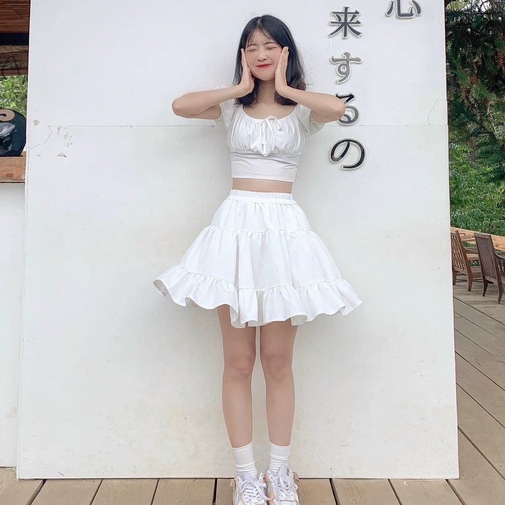 (SẴN-CLIP THẬT) Set áo croptop và chân váy xoè Sambo | BigBuy360 - bigbuy360.vn