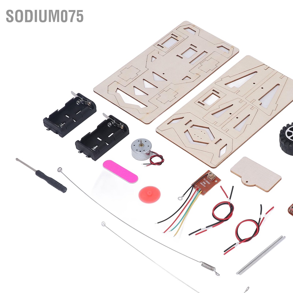 Sodium075 Bộ dụng cụ mô hình ô tô tự làm Động cơ điện Điều khiển từ xa Ô bằng gỗ Đồ chơi xây dựng STEM Khoa học giáo dục Quà tặng dành cho thanh thiếu niên