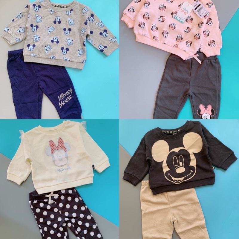 Bộ nỉ dài tay xuất dư hãng Disney Baby cho bé trai và bé gái