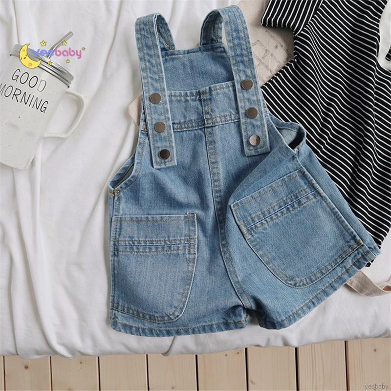 Quần Short Yếm Jeans Đáng Yêu Cho Bé Gái