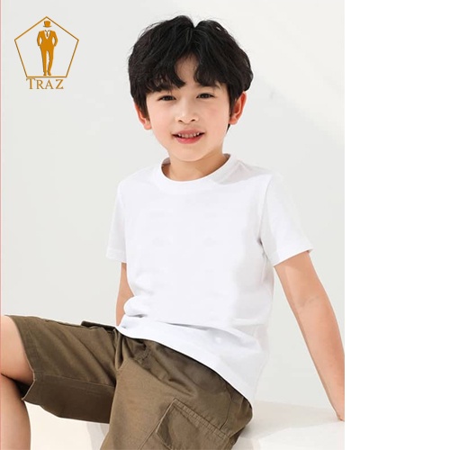 Áo Thun Phông TRAZ Ngắn Tay Cổ Tròn Trơn Bé Trai Bé Gái Chất Vải Cotton Cao Cấp Co Giãn Mềm Mại