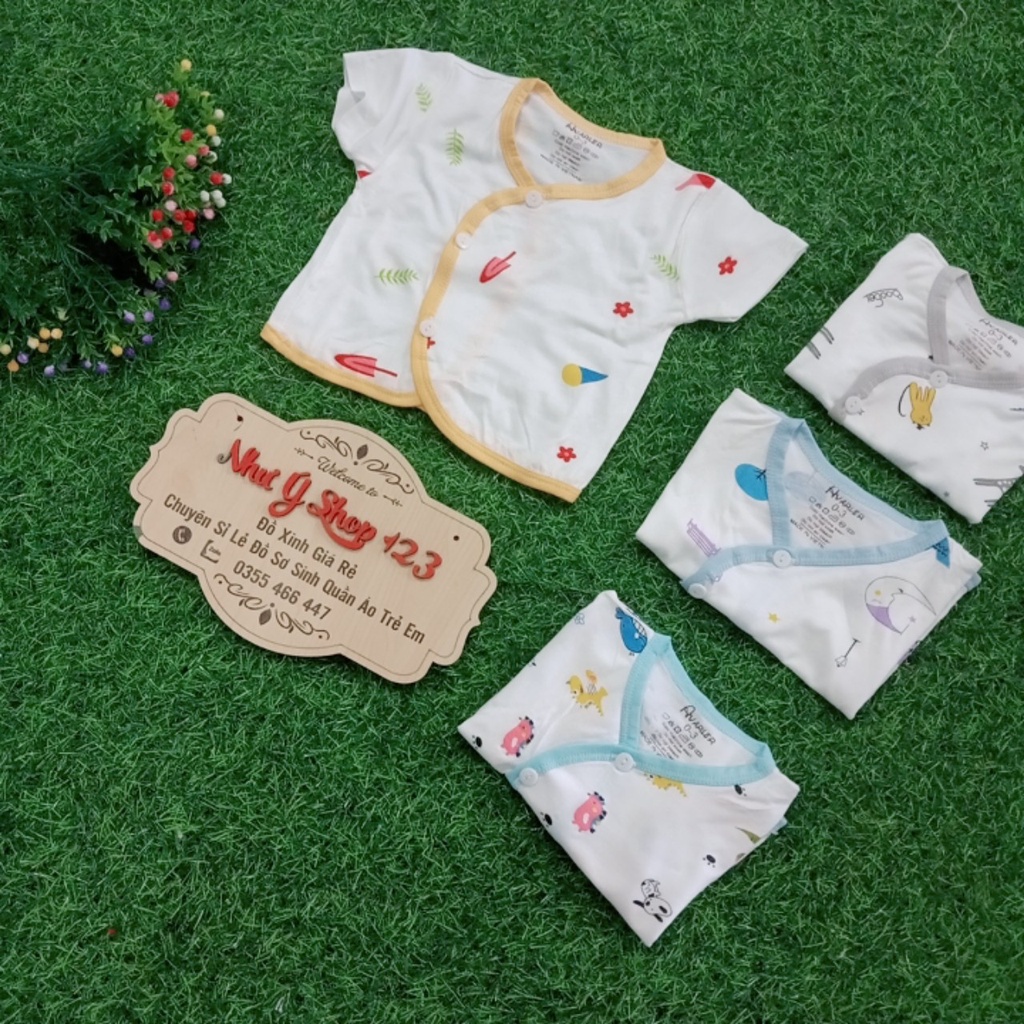 [A35 - Siêu Mềm, Nhiều Mẫu] Bộ Cộc Tay Thun Lạnh Avaler Sơ Sinh Vạt Chéo ( Ảnh Thật Tự Chụp Video Tự Quay)