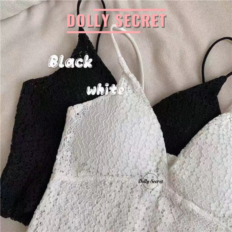 Áo Bra ren nữ có đệm ngực sexy lưng chun co dãn cao cấp 2 màu đen trắng DOLLY SECRET A18