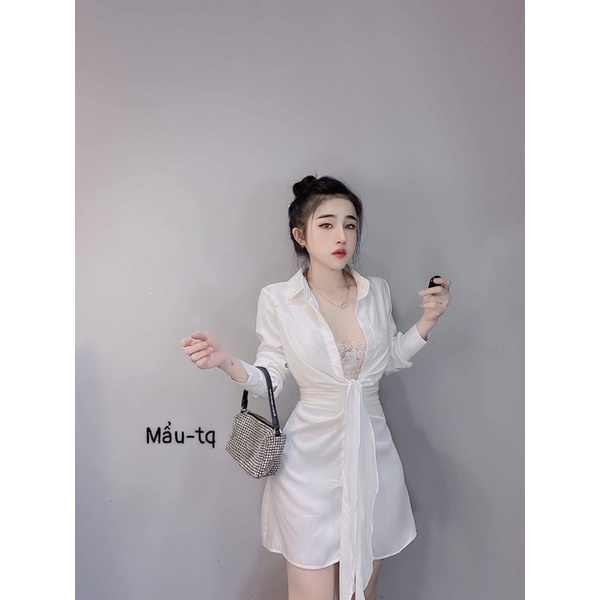 Đầm nữ body lụa buộc eo