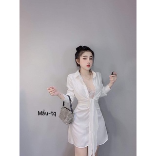 Đầm nữ body lụa buộc eo