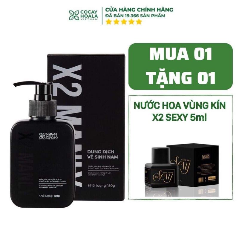 [MUA 1 TẶNG 1 ]Dung Dịch Vệ Sinh Nam X2 Manly - Làm sạch tức thì Lưu hương 24h dung tích 150g Cocayhoala