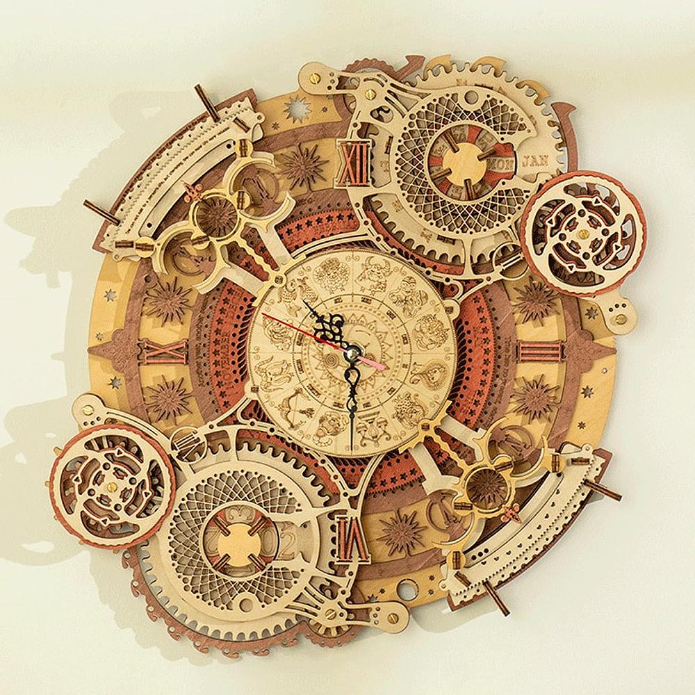 Mô hình gỗ 3D Lắp ráp Cơ động học Đồng hồ treo tường Zodiac Wall Clock LC601 Robotime