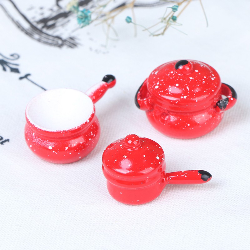 Set 3 Nồi Súp Mini Tỉ Lệ 1: 12 Trang Trí Nhà Búp Bê