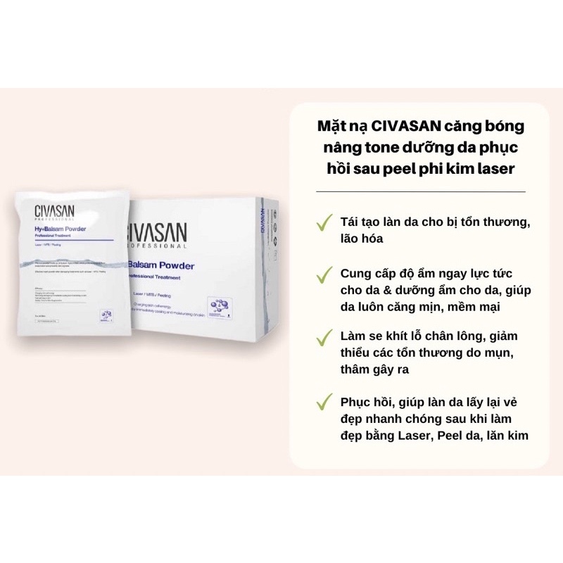 Mặt nạ CIVASAN căng bóng nâng tone dưỡng da phục hồi sau peel phi kim laser