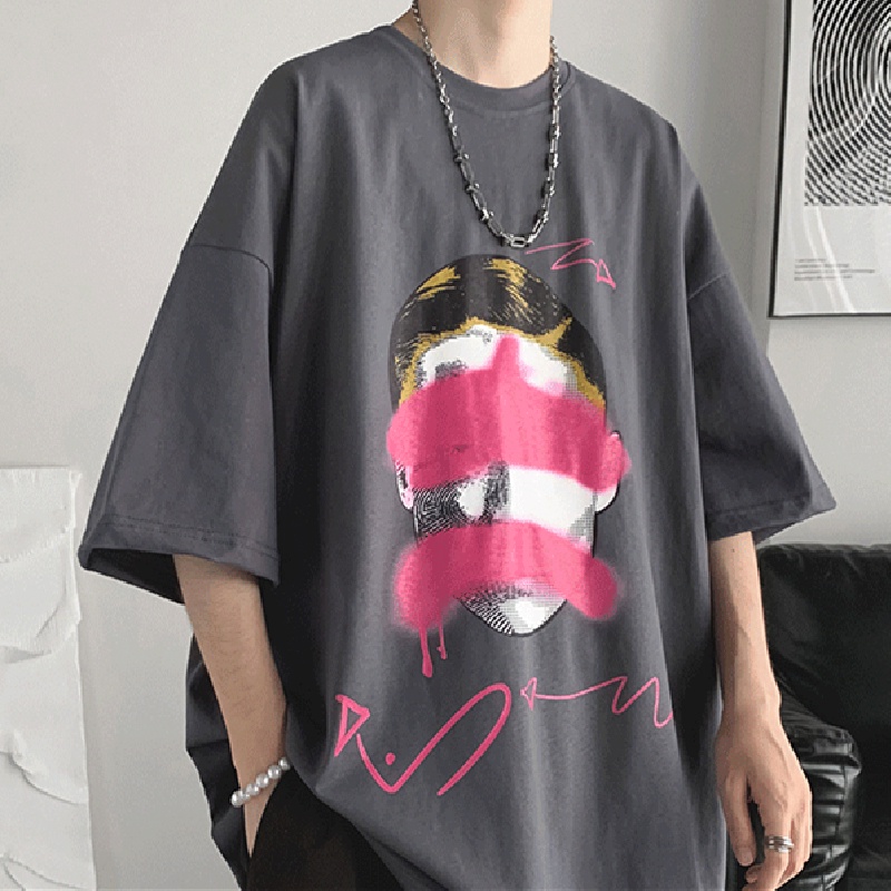 Áo Thun Dáng Rộng In Họa Tiết Hoạt Hình Phong Cách Nhật Bản Thời Trang Mùa Hè Cho Nam Và Nữ size M-8XL