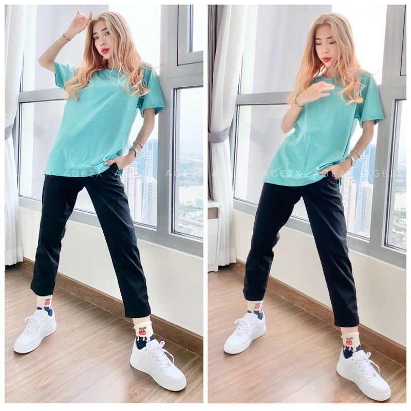 Combo 3 Áo Thun Nữ Nam Unisex Chính Hãng AGE2X TÔNG XANH DƯƠNG.