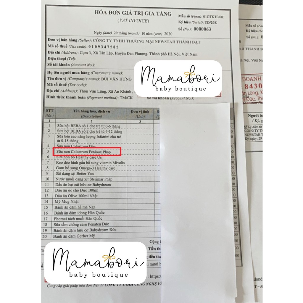 Sữa non Pháp Fenioux Colostrum mẫu mới 2023