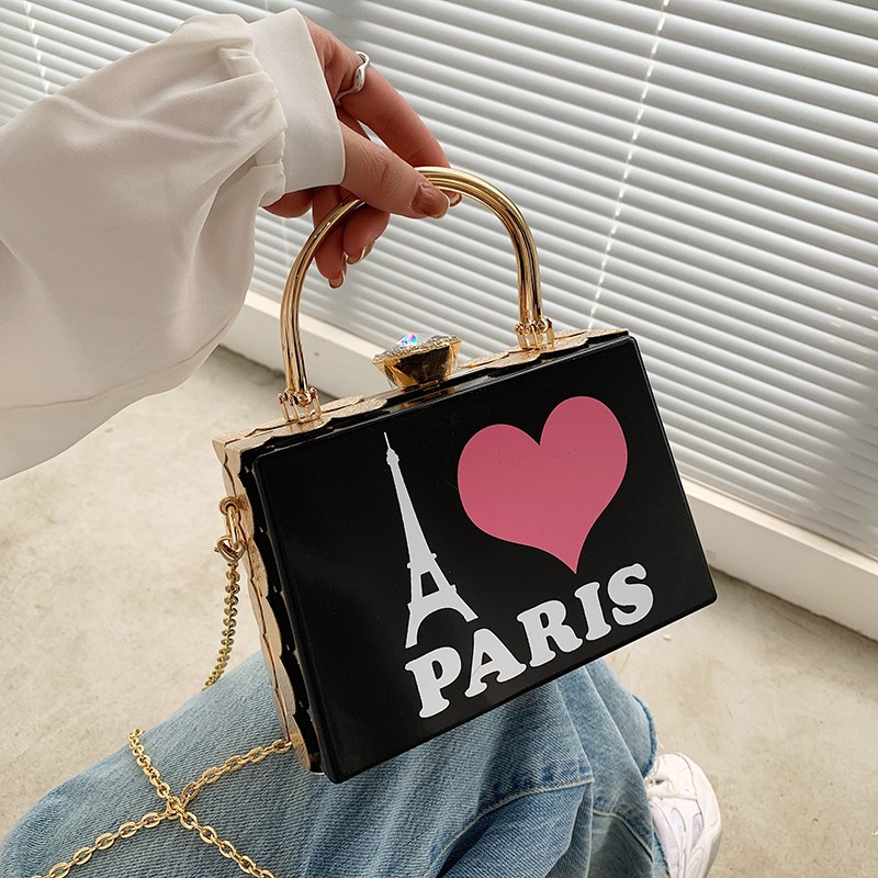 IELGY Túi Đeo Vai Bằng acrylic In Họa Tiết Trái Tim Thời Trang Cho Nữ