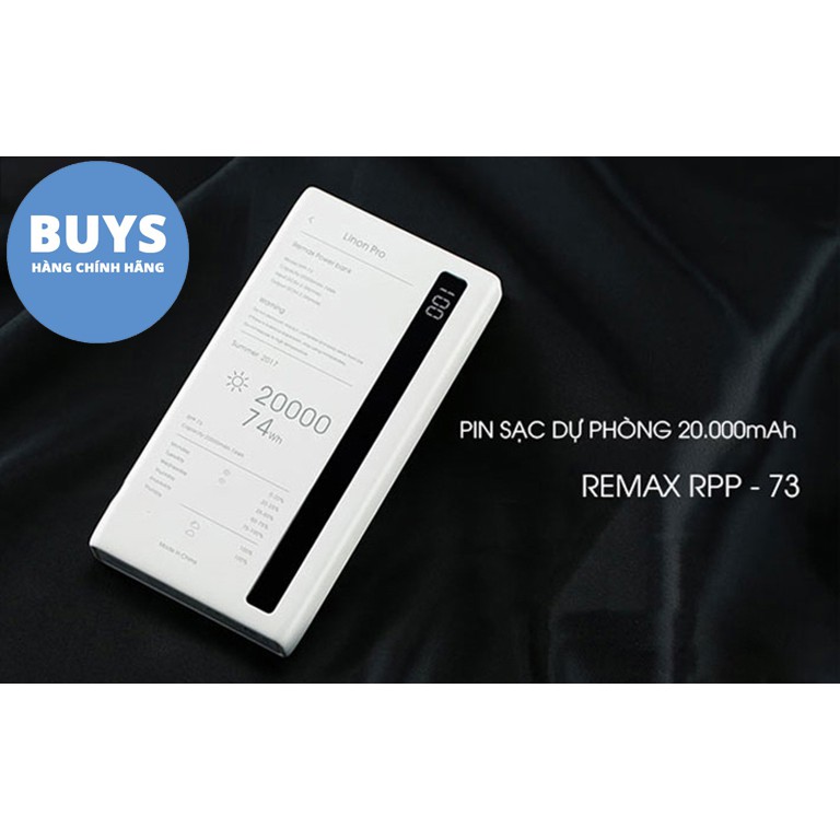 Sạc dự phòng 20000mAh Remax RPP - 73 Pin cực khủng