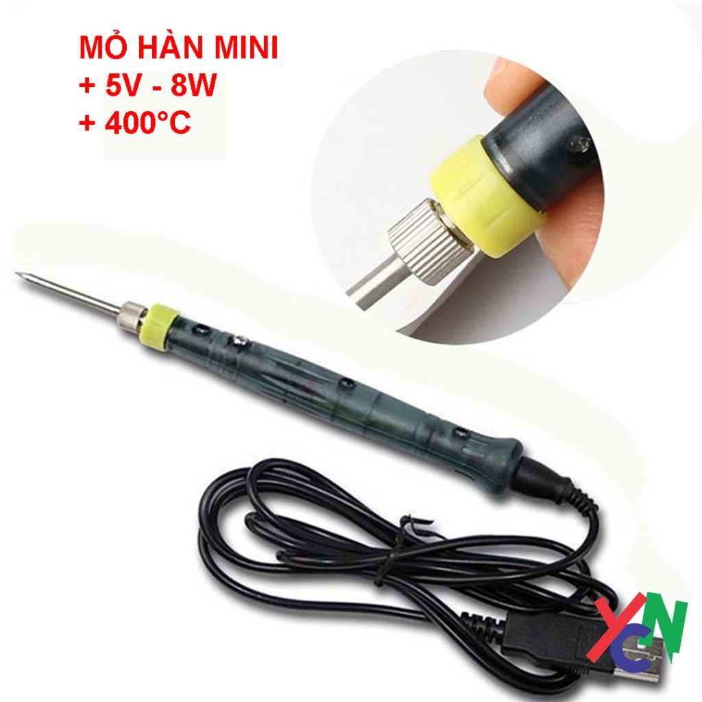 Mỏ hàn thiếc, hàn chì mini 400°C dùng nguồn USB 5V - 8W siêu tiện lợi