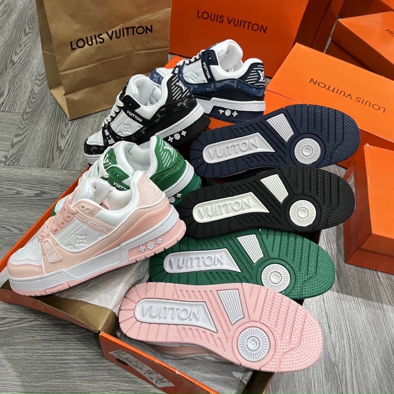 Full box+quà tặng🎁Giày sneaker Lv đen,xanh lá,hồng các màu thể thao nam nữ