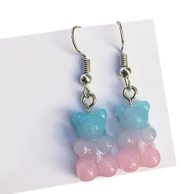 1 Đôi Bông Tai Hình Gấu Gummy Bằng Resin Màu Kẹo Ngọt Thời Trang