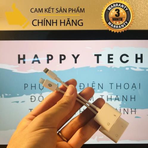 [ Freeship ] - Cáp chuyển tai nghe iPhone 2 cổng, Jack chuyển đổi vừa dùng sạc và tai nghe cùng lúc - Happytech