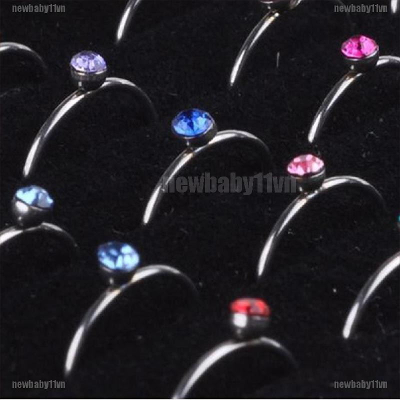 1 Hộp 40 Khuyên Mũi Thép Không Rỉ Đính Đá Pha Lê