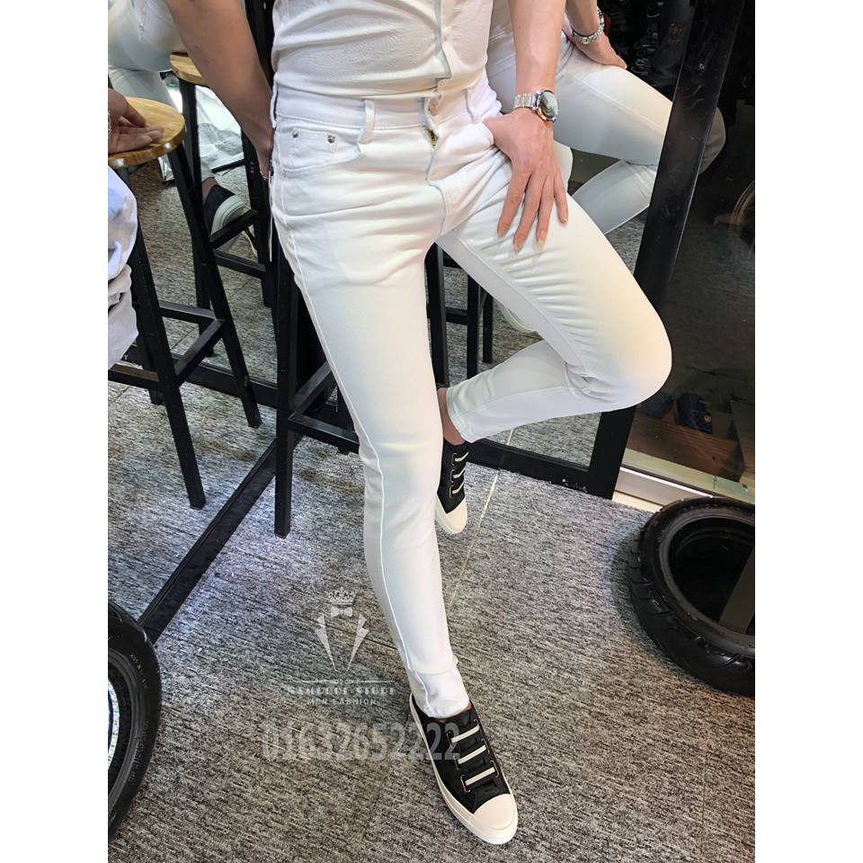 QUẦN JEAN NAM ĐEN TRẮNG TRƠN BODY SIÊU ĐẸP