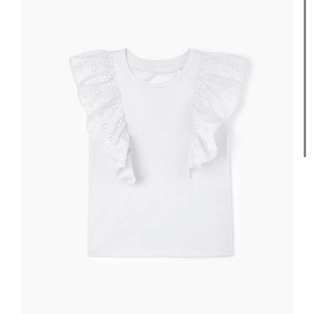 Áo thun tay cánh tiên thêu lỗ bé gái