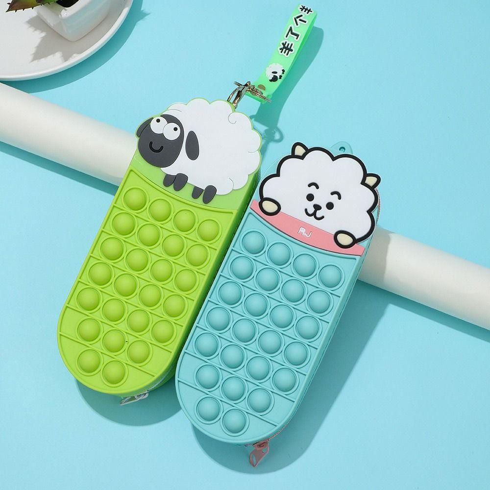 LAYOR1 Túi Đựng Bút Bằng Silicone Thiết Kế Hình Cừu Đơn Giản Sáng Tạo