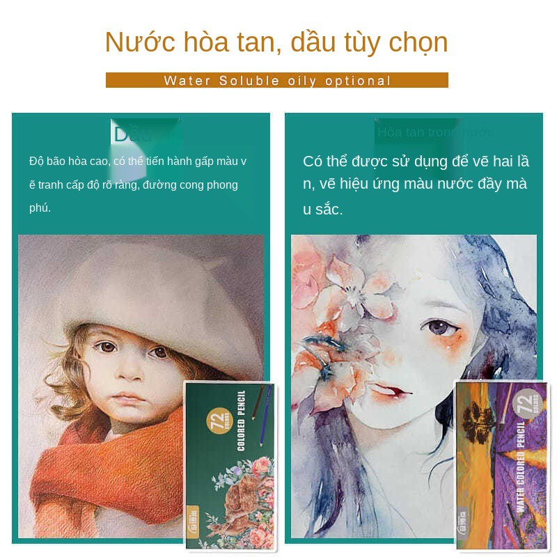 200 màu vẽ và phác thảo chuyên nghiệp bằng bút chì cho học sinh đồ dùng mỹ thuật dầu hòa tan trong nước Bộ sơn