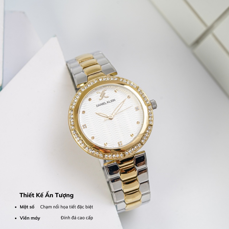 Đồng hồ nữ Daniel Klein Watch DK.1.12551 mặt đính đá, kính cứng chống xước, chống nước, dây thép đeo tay cao cấp
