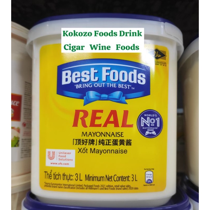 Xốt Mayonnaise 3kg Sốt Ăn Bánh Mì Salad hiệu Bestfoods Real Unilever