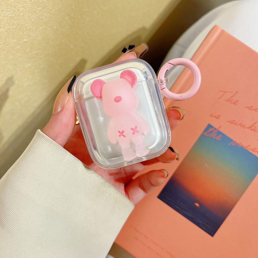 Vỏ Bảo Vệ Hộp Sạc Tai Nghe AirPods 1 2 pro 3 2021 gen3 Bluetooth Không Dây Chất Liệu Silicon IMD Mềm Hình Vuông Họa Tiết Gấu Violent Bear