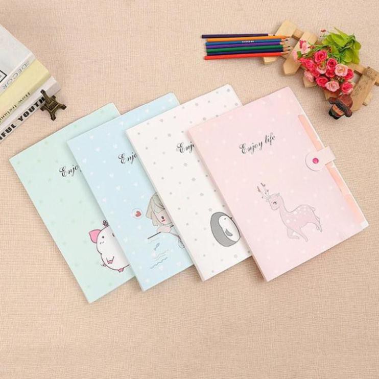 (hàng sẵn) Kẹp tài liệu giấy A4 nhiều ngăn Enjoy Life