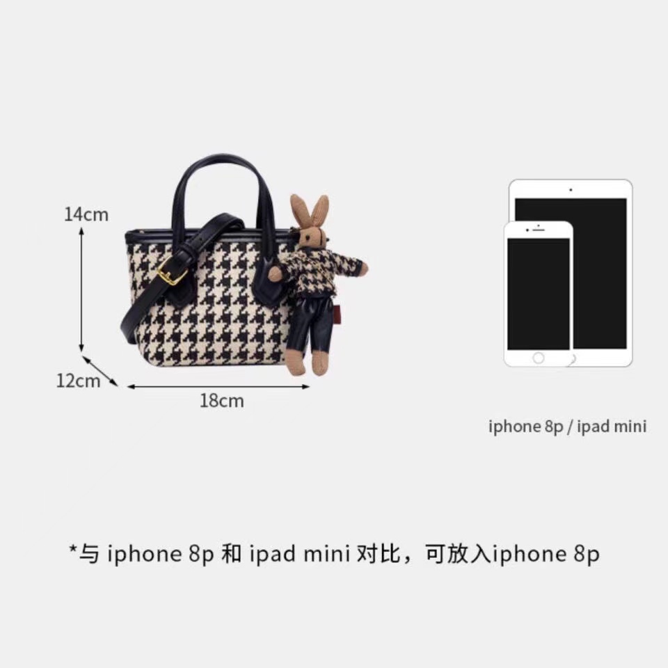 Túi đeo chéo họa tiết houndstooth mini kiểu Pháp Túi Đeo Vai ck Cỡ Nhỏ Phong Cách Phương Tây Sang Trọng Thời Trang Cho Nữ