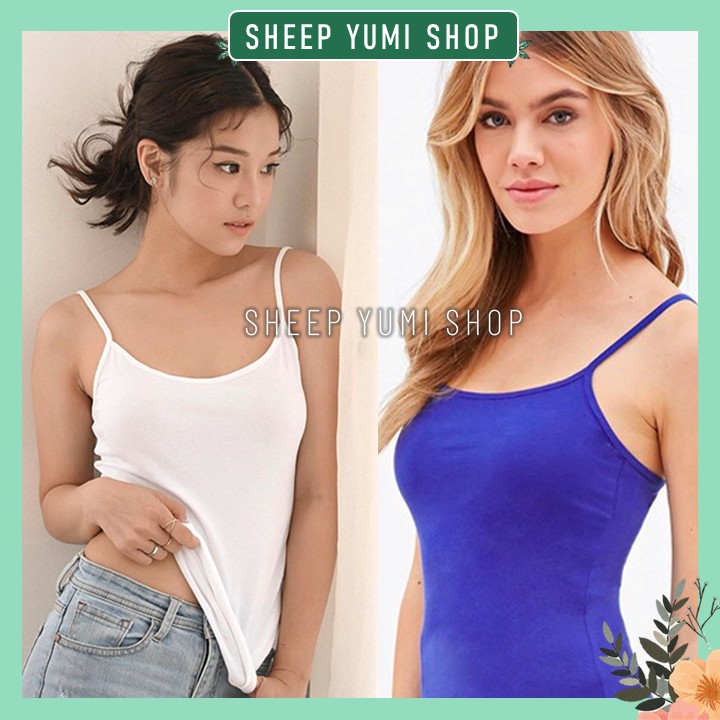 Áo hai dây nữ trơn dáng ôm thun co giãn SHEEP YUMI SHOP AD03