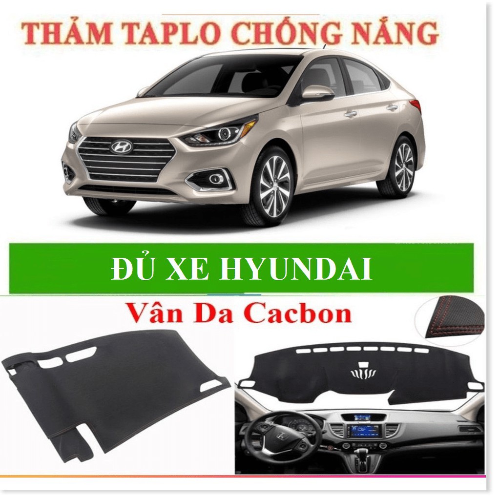 Hyundai, thảm taplo da vân cacbon chống nóng đủ xe hyundai 10, accent, kona, elantra, tucson, santafe