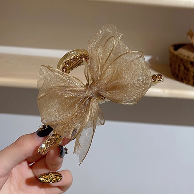 Kẹp Tóc Nơ Lưới Hai Mặt Phong Cách Mới Cho Nữ