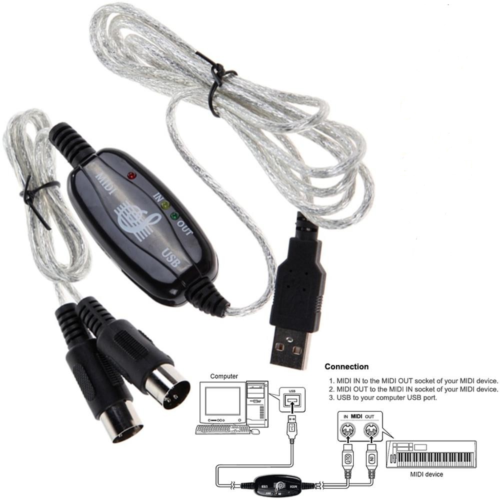Dây cáp Midi to USB Cable cho Organ, Máy tính, Keyboard, Piano